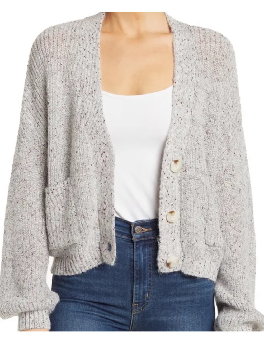 BB Dakota cropped puff sleeve cardigan Size Small